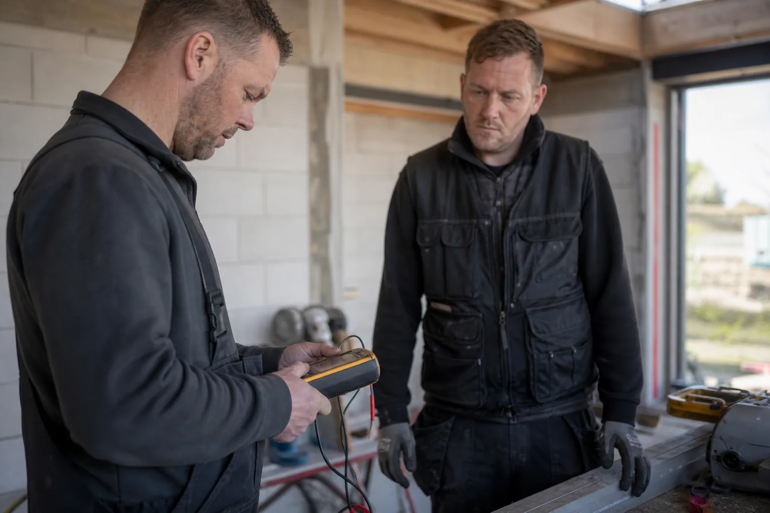 Werk op een Nederlandse bouwplaats. Beeld bij het artikel: Hoe plan je de NEN 3140-inspectie in zonder dat het werk stil komt te liggen?